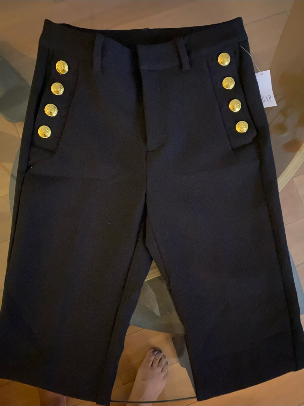 GAP Black Sailor-Style Pants with Gold Buttons